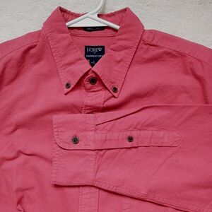 J Crew Garment Dye Button Down Shirt Mens L Red Slim Untucked New